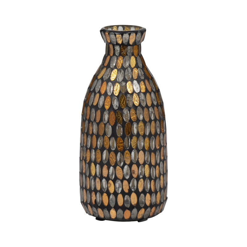 Decorative Glass Vase Glam Mosaic Style Accent Piece Glamorous Handcrafted Glass Vessel with Textured Detailing and Bold Artisanal Charm for Statement Decor in Contemporary and Glam-Inspired Spaces