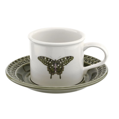 Portmeirion Botanic Garden Harmony Brkfst C&S Emb 9Oz Forest Grn