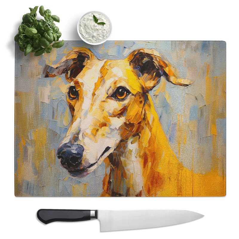 Greyhound Palette Knife  Glass Chopping Board