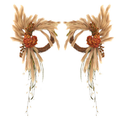 Couronne d'automne avec herbe de pampa (ensemble de 2)