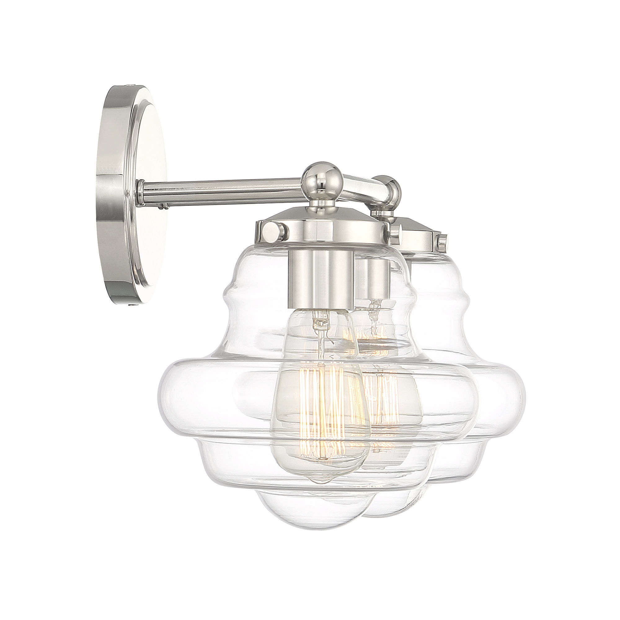 Marah 2 Light Transparent Dimmable Vanity Light, Polished Nickel