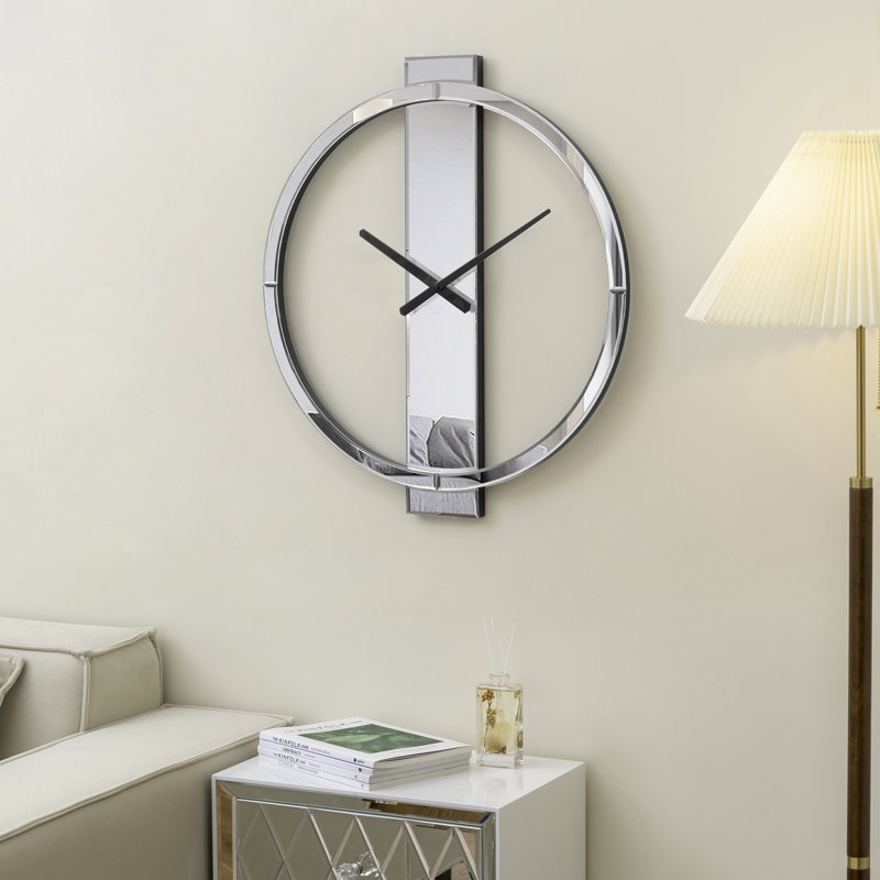 Jeni Modern Decorative Glass Wall Clock, Silver