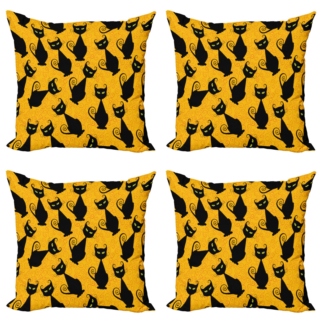 Dekokissen Kissenbezug, Schwarze Katzen-Vintage, Halloween, Schwarz Orange