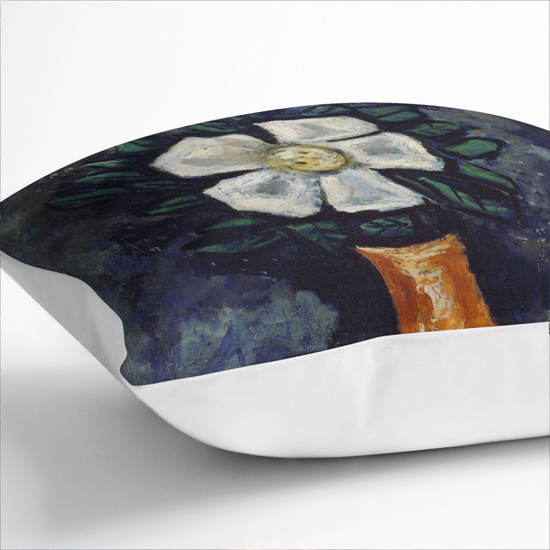 White Flower Scatter Cushion, 55cm H x 55cm W x 20cm D, Blue/Black