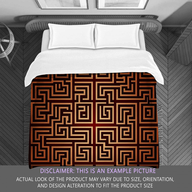 Polyester Comforter, Queen Comforter, Brown/Red Geometric