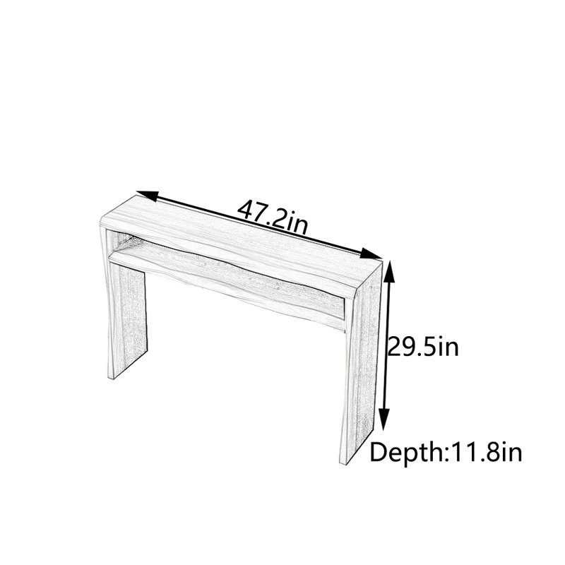 Table d'entrée en bois massif, H 29,5 po x l 47,2 po x P 11,8 po