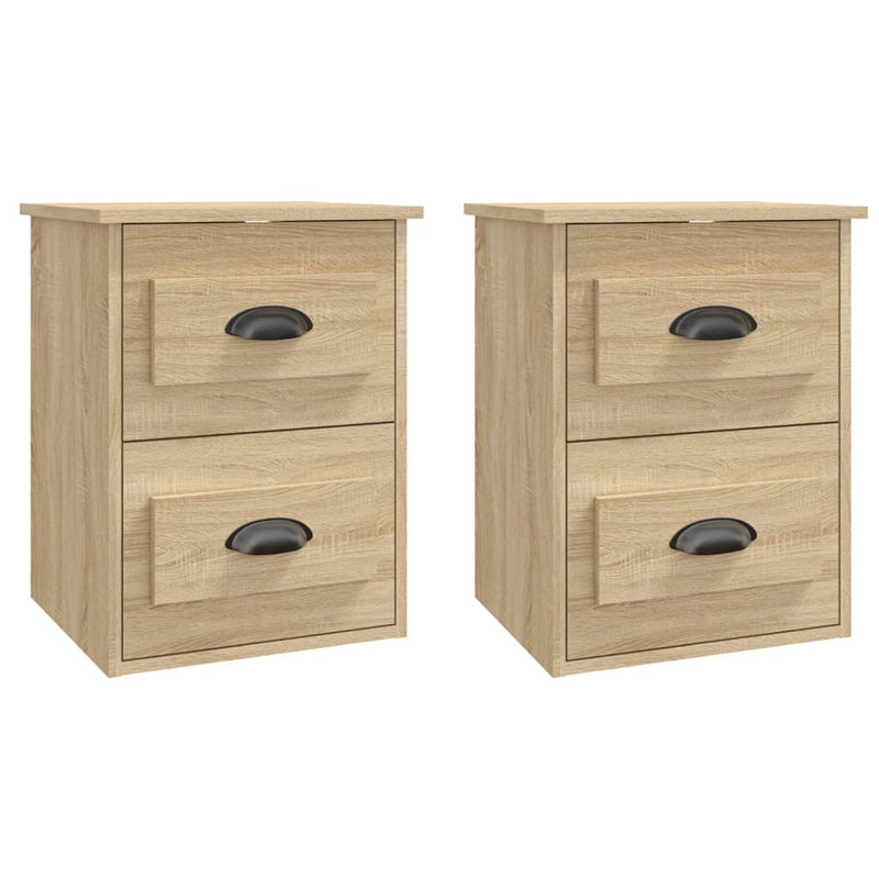 ClassicLiving Wall-Mounted Bedside Cabinet 41.5X36x53cm, Sonoma Oak, Set of 2