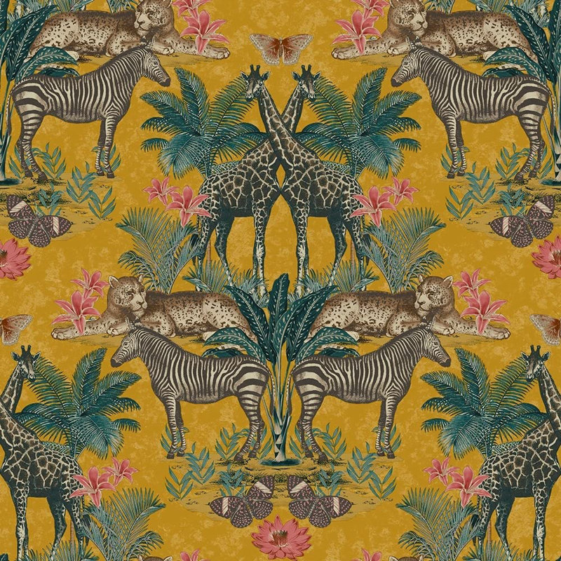 Animal Kingdom 10.05m x 53cm Matte Wallpaper Roll, Ochre