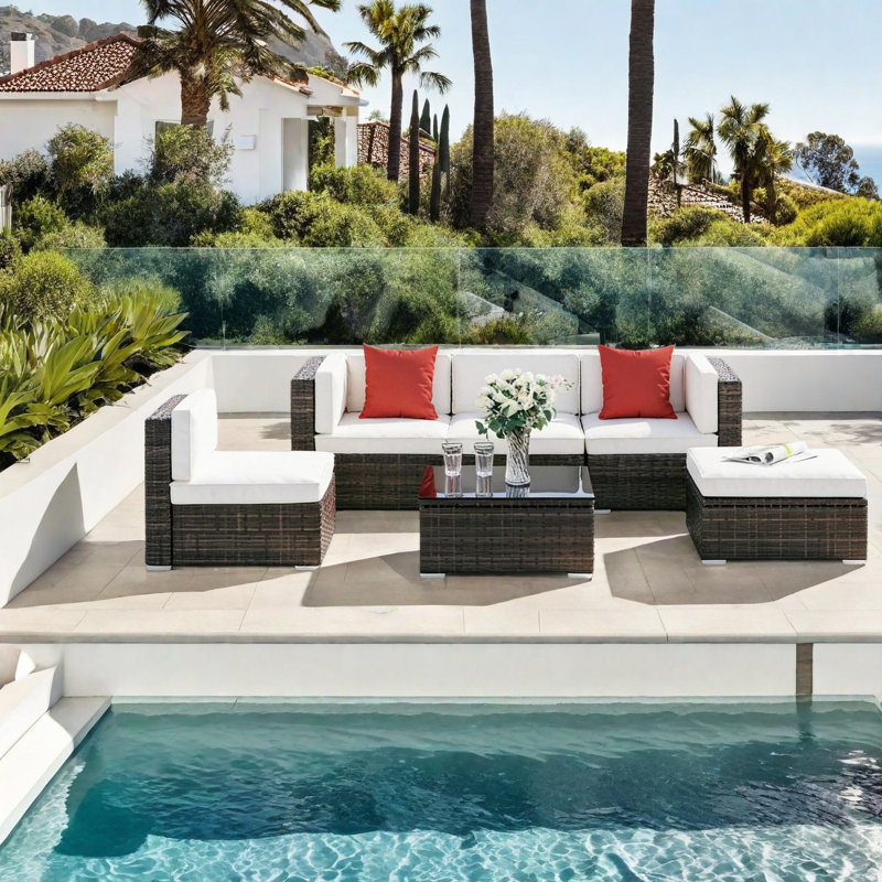 Canapés de patio modernes et durables, acier rotin Pe, style extérieur polyvalent