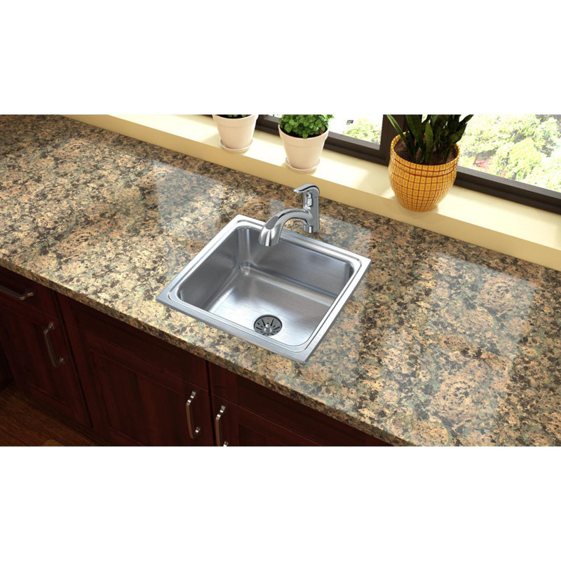 Lustertone 19" L x 18" W Top Mount Kitchen Sink with Drain Assembly