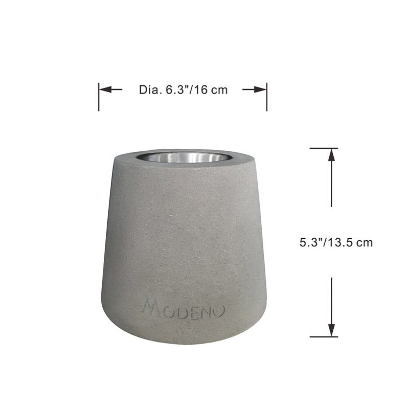 Light Gray Round Concrete Bioethanol Tabletop Fireplace
