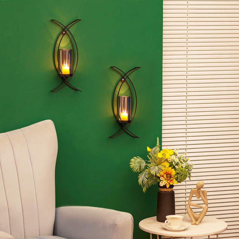 Ensemble de 2 appliques murales décoratives en forme de bougie - Bougie murale ouragan