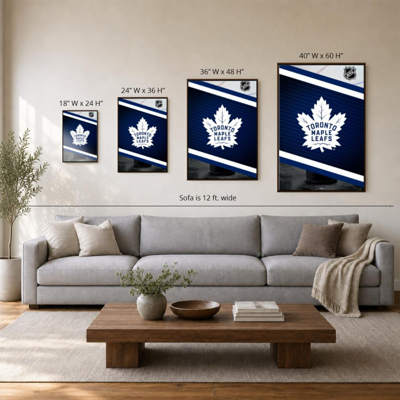 Décoration murale des Maple Leafs de Toronto (NHL), H 36 po x l 24 po, Cadre plat flottant, Brun