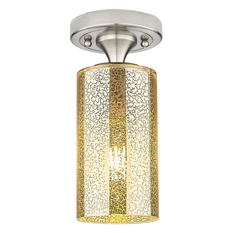 Plafonnier encastré 1 lumière Crown Point, Nickel satiné, H 7,13 po x l 3,88 po x P 3,88 po, Mercure