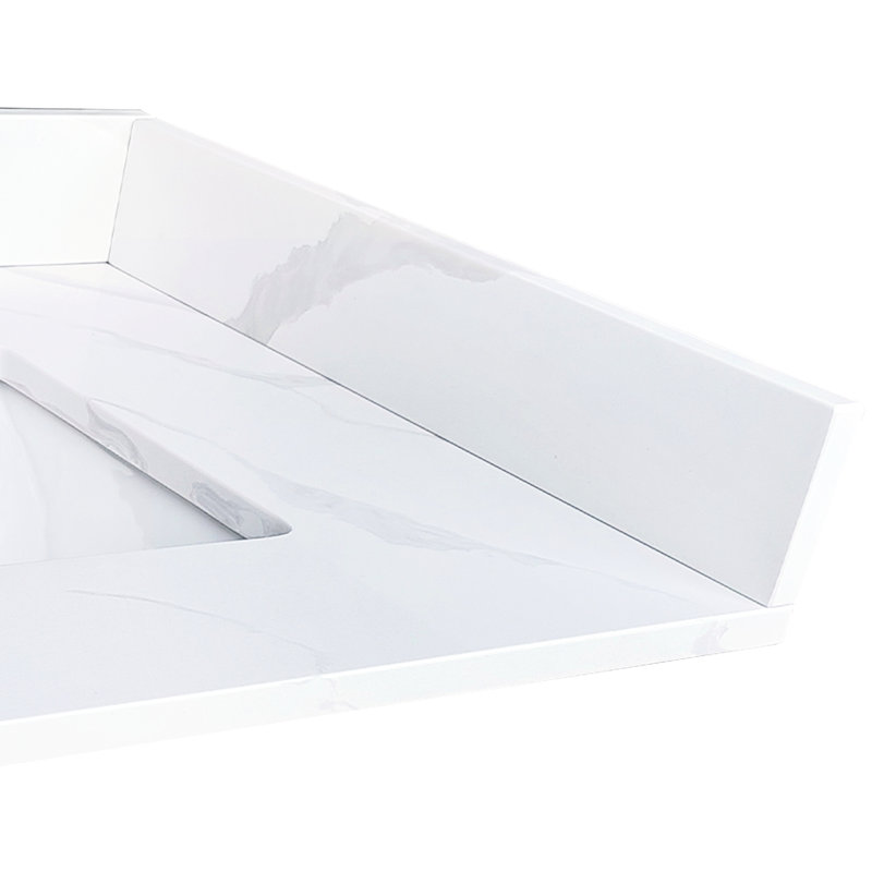 Dosseret latéral en quartz blanc de 22 pouces pour meuble-lavabo, non poreux, style contemporain de luxe, 22"