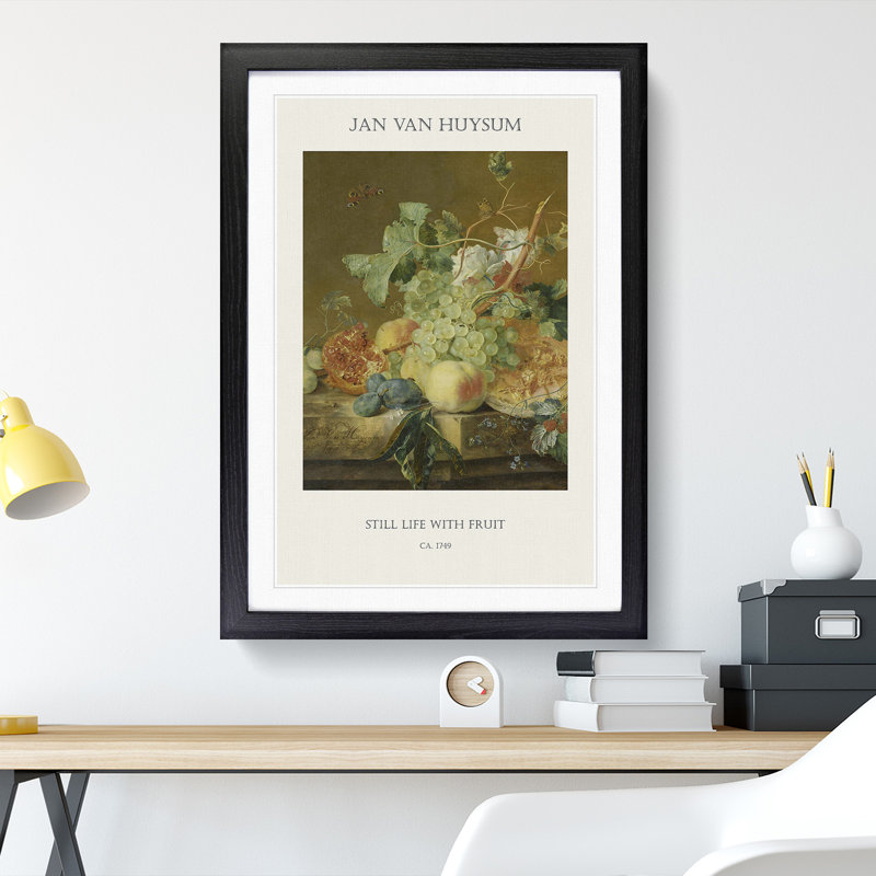 Still Life With Flowers And Fruit Vol.8 by Jan Van Huysum - Single Picture Frame Print, 65cm H x 48cm W x 2cm D, Black Framed