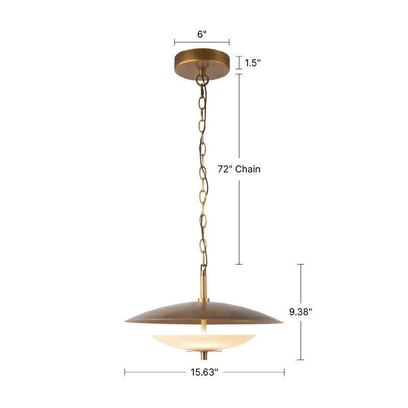 Prescott 1 - Light LED Pendant, Vintage Brass/Opal Matte Glass