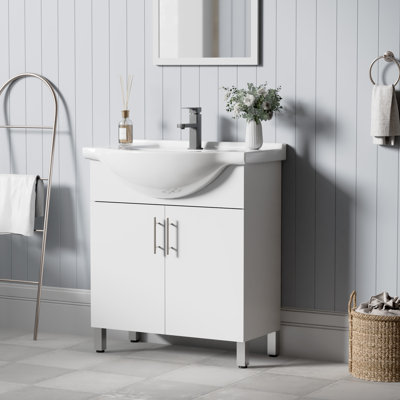 Meuble-lavabo simple 30 po avec lavabo en céramique et robinet Euro
