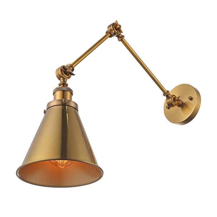 Industrial Adjustable Arm Wall Light In Brass