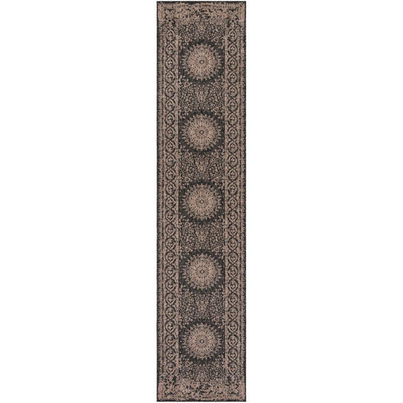 Contemporary Hintz Runner Rug Black Color, Runner 2'7" x 12'