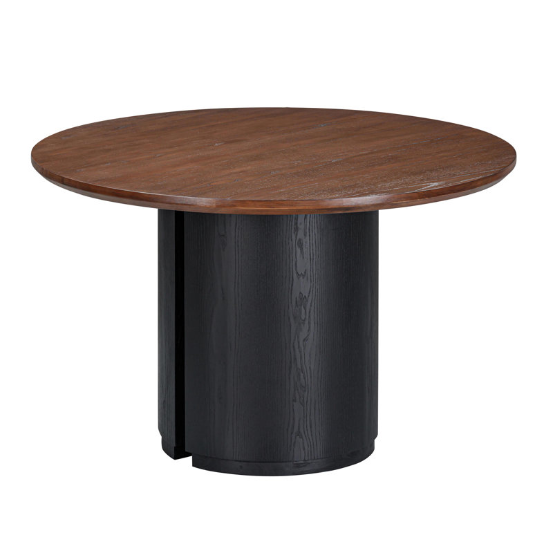 Table de salle à manger ronde en bois Loya, Brun foncé / noir