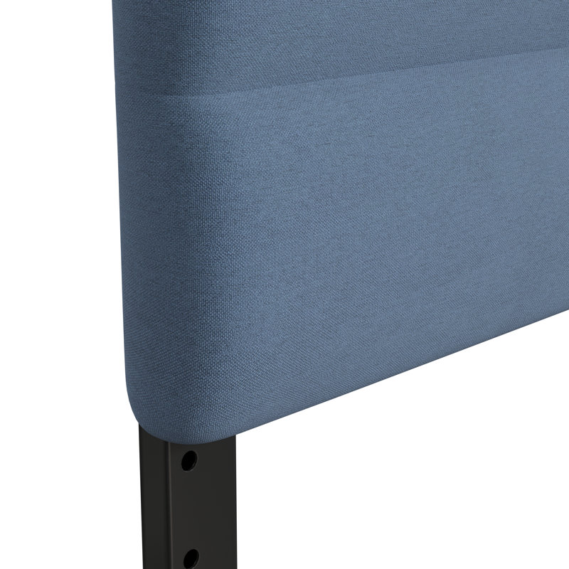Channel Stitched Upholstered Headboard, Adjustable Height from 44.5" to 57.25", Blue, Queen
