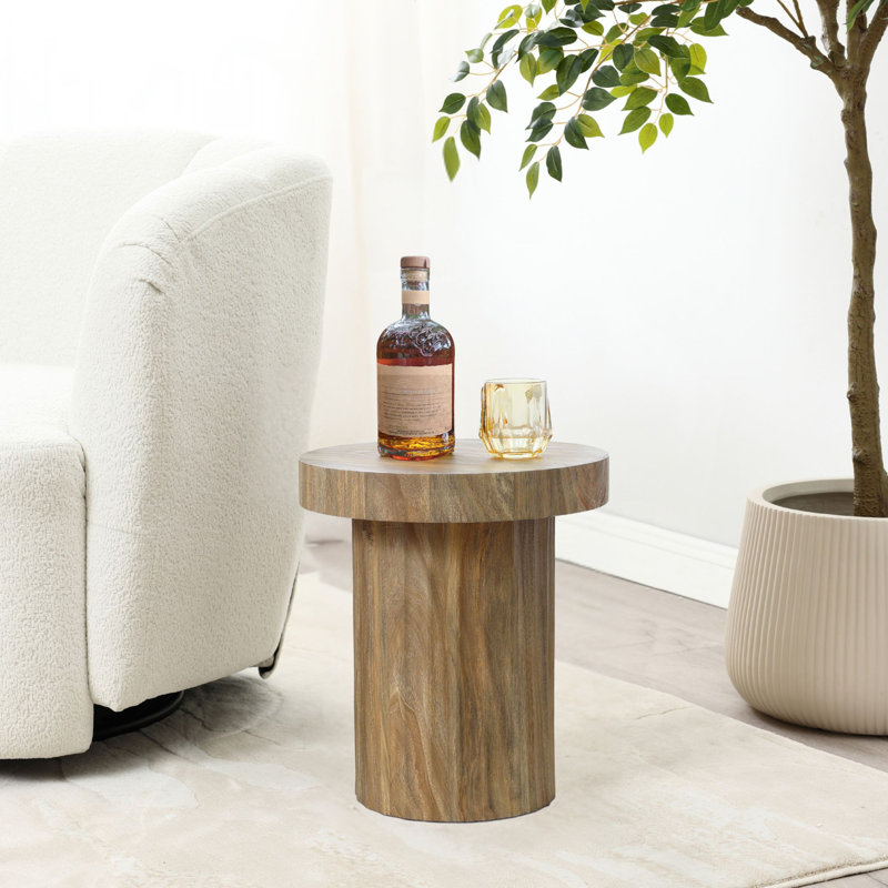 Table d'appoint ronde en bois manufacturé Ermilo