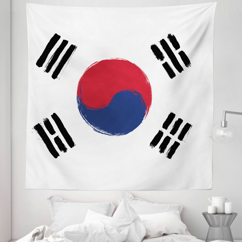South Korea Country Concept Grunge Tapestry, 223.52cm H x 223.52cm W