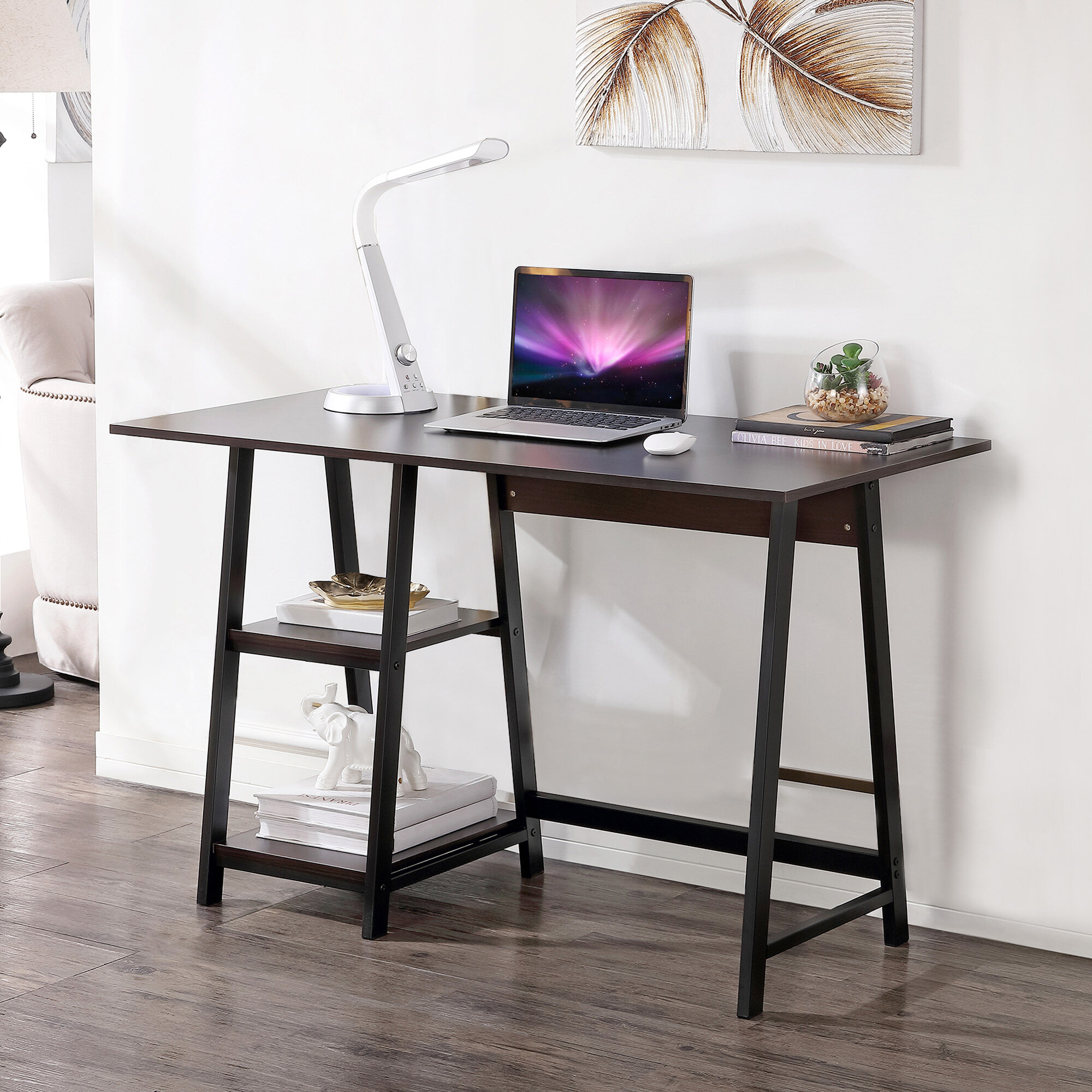 BestOffice Computer Desk472 Inches Home Office Desk Writing Study Table Modern Simple Style PC Desk with Metal Framebrown, 47 inch