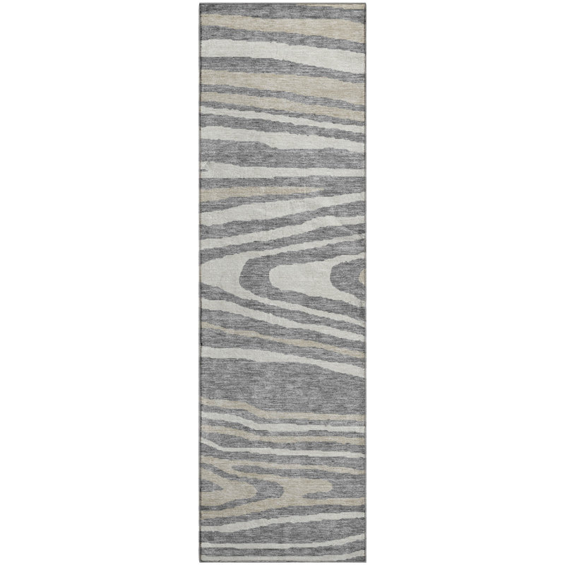 Tapis gris Prisco lavable à la machine de qualité supérieure, Tapis de couloir 2 pi 3 po x 7 pi 6 po