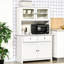 Buffet de cuisine 63,5 "avec huche, armoire de rangement pour garde-manger avec 4 tablettes, tiroirs, portes en verre encadrées, comptoir à micro-ondes ouvert