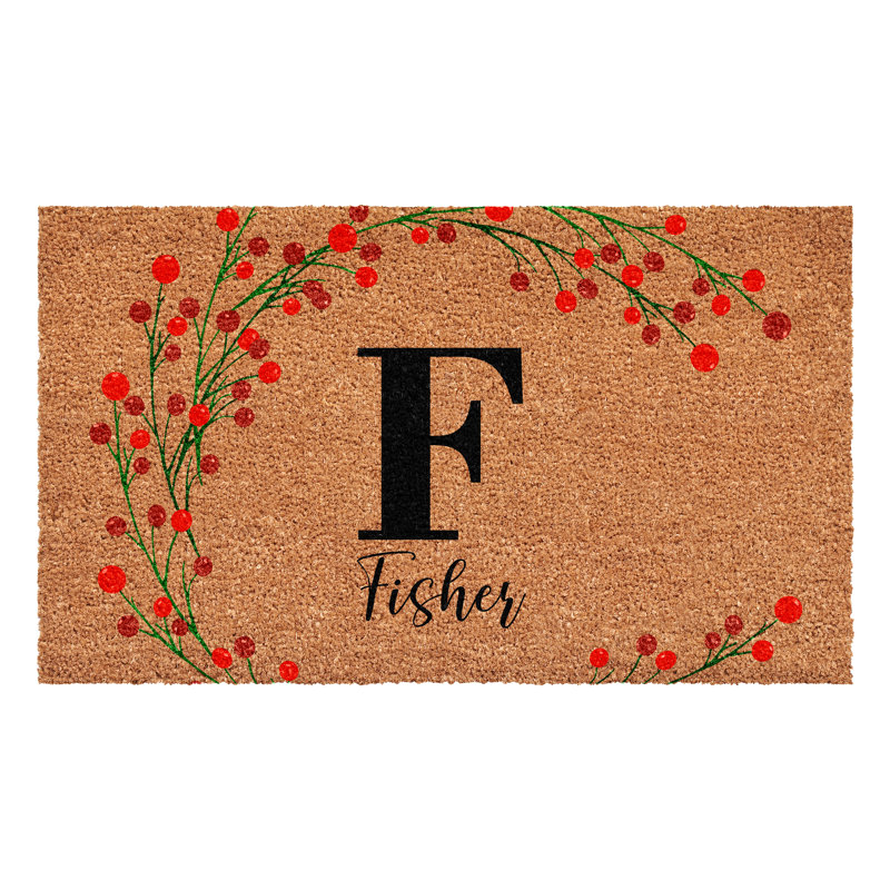 Paillasson baies de Noël personnalisées, lettre F, L 24 po x L 36 po