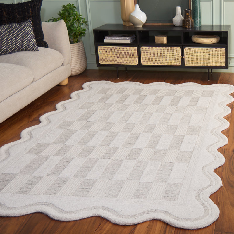 Tapis d'intérieur en laine et coton touffeté à la main ébène, Rectangle de 5 pi x 8 pi