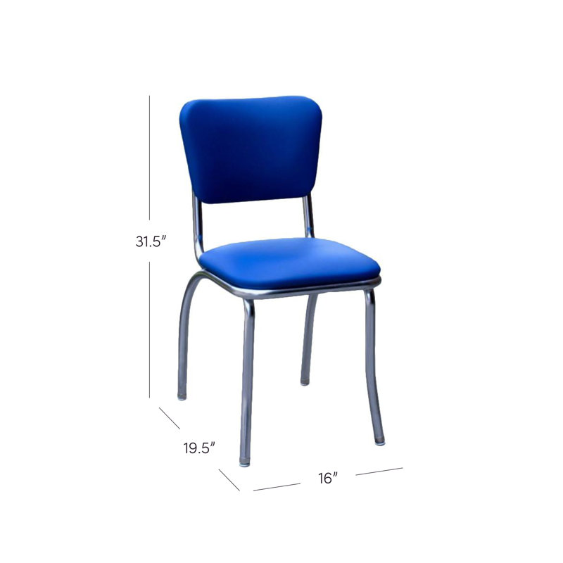 Chaise de salle à manger rembourrée rétro, Bleu royal