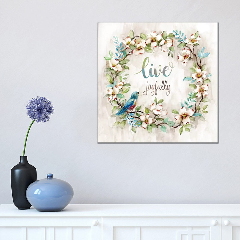 Live Joyfully by Nan - Wrapped Canvas Painting, 45.72cm H x 45.72cm W x 1.91cm D