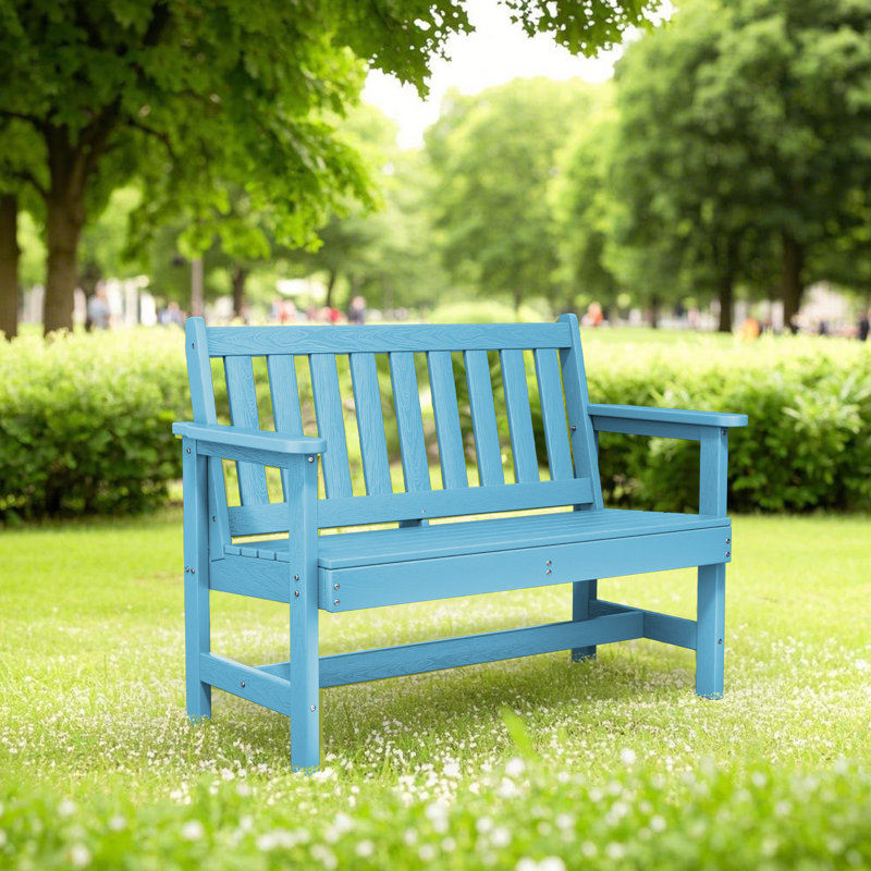 Banc d'extérieur en PEHD Genivieve, Bleu clair
