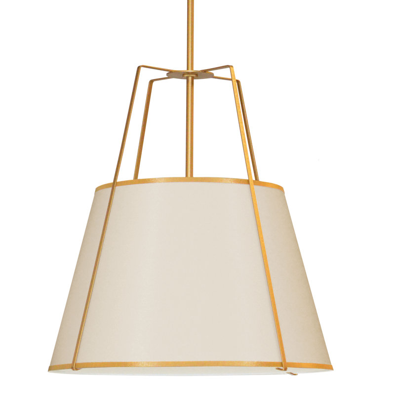 Trapezoid 4 Light Pendant, Black, Gold