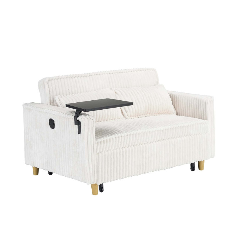 Versatile Transformable Sofa with Movable Tabletop and USB Ports for Relaxation, Beige