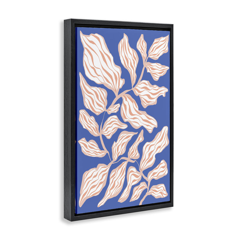 «Curving Leaves Impression Floater» par Martina Pavlova, H 25 po x l 17 po, Cadre flottant noir de jais