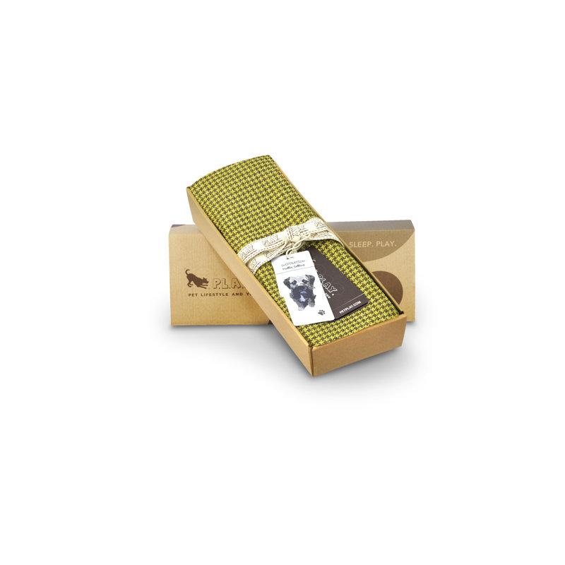 Lit rond - Pied-de-poule - Housse seulement,  Jaune / brun, L 42 po x l 42 po