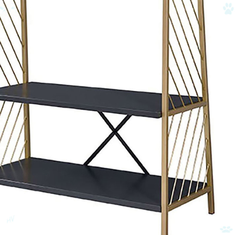 Hall Tree With 2 Tier Shelves