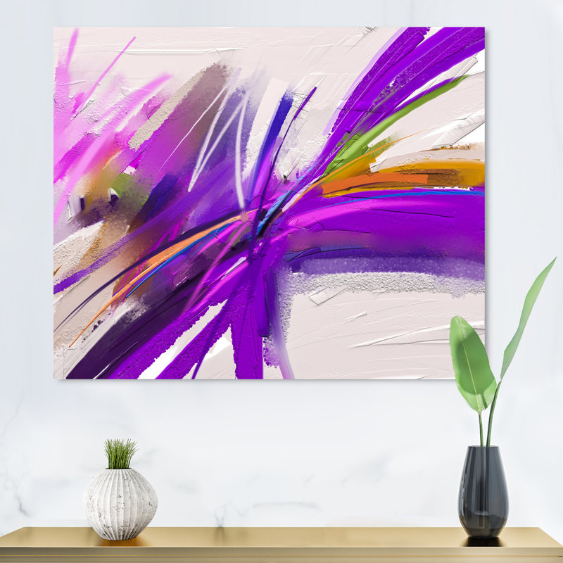 «Brushstroke Purple Spring Element», reproduction sur toile flottante, H 8 po x l 12 po x P 1 po, Toile tendue