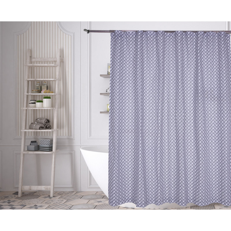 Rideau de douche simple à chevrons 100% coton Stoke, Gris