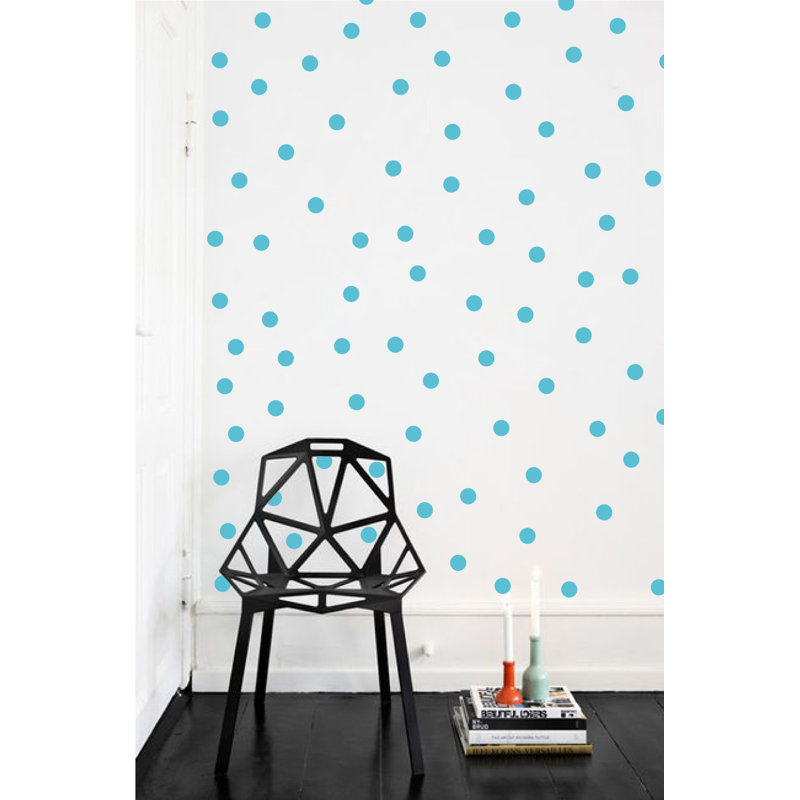 Adhésif décoratif à pois, H 48 po x l 78 po x P 0,01 po, Bleu geyser