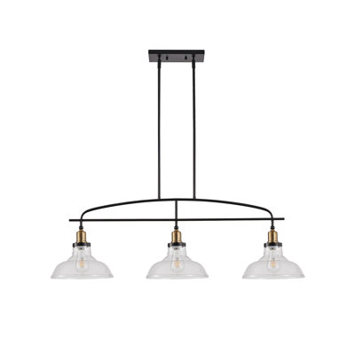 Adjustable 3-Light Industrial Pendant Light with Clear Glass Shades