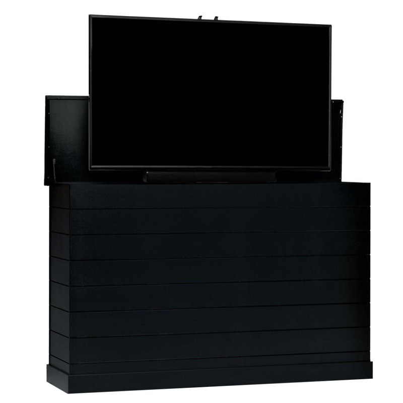 Outdoor Large Shiplap TV Lift Cabinet for TVs, 33''H x 44''W x 20.5''D, Black