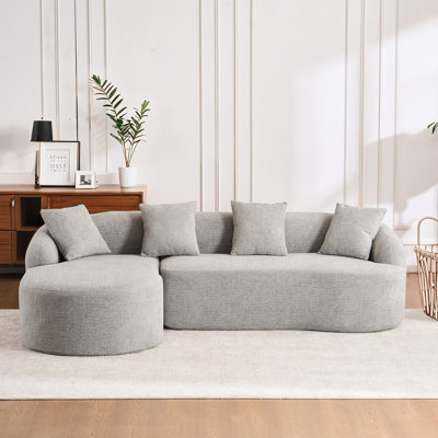 Canapé modulaire en L en éponge à compression complète avec méridienne incurvée, canapé modulaire en chenille, haute densité 30D pour le salon en appartement