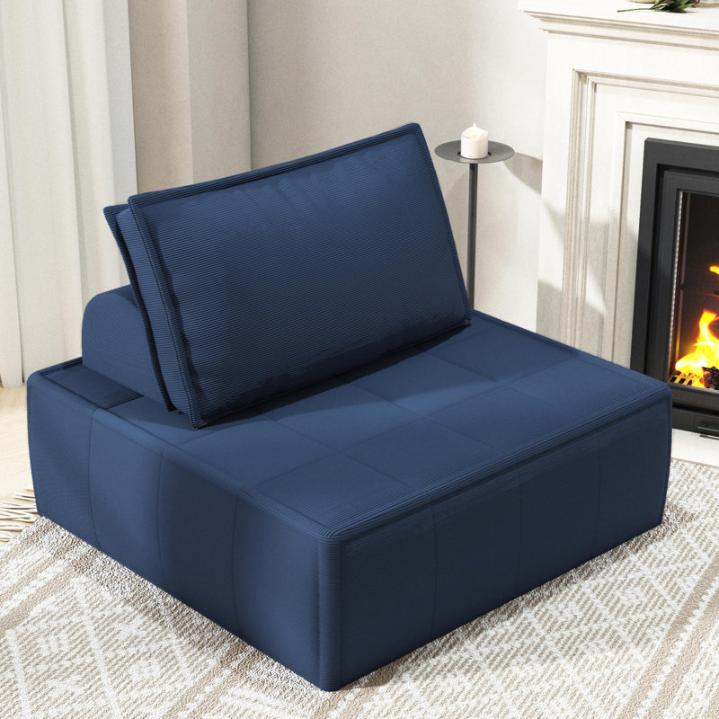 35" Corduroy fabric floor pillow chair  Futon sofa with Adjustable Backrest, suitable for small-space bedrooms, living rooms and game rooms