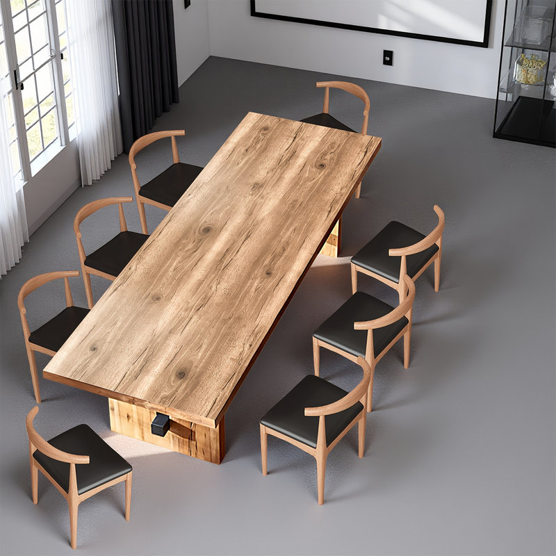 Grande table de conférence rectangulaire en bois massif