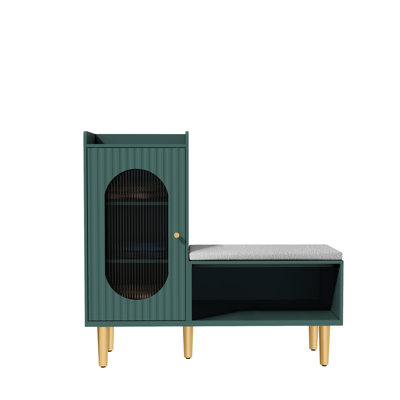 L-Shaped Multi functional Shoe Storage Cabinet with Bench and Cushion for  Entryways, Bedrooms, and Living Rooms